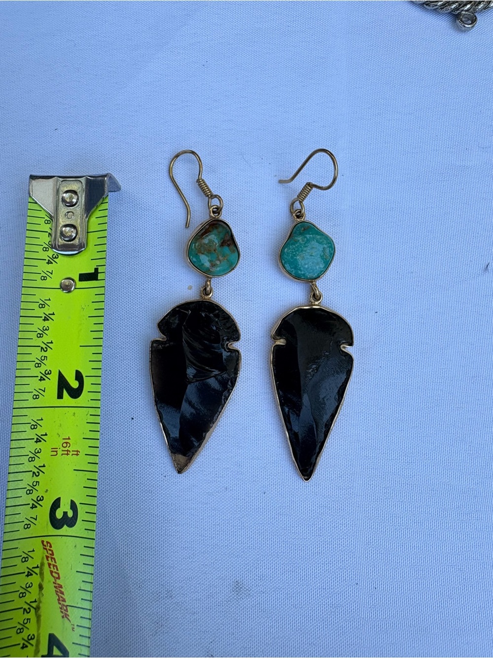 Turquoise & Black Arrowhead Drop Earrings - Women's Fashion Jewelry